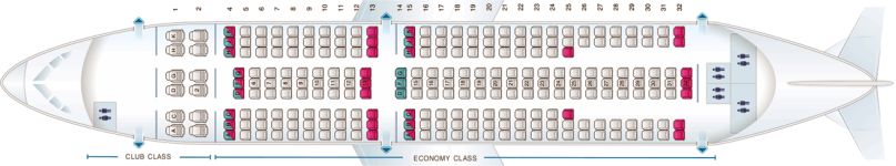 Расположения мест Airbus A310-300