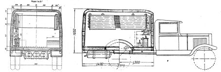 Чертеж авторефрижератора на шасси ГАЗ-АА. 1937 г