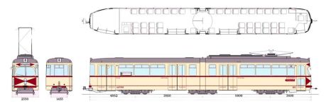 Чертеж Duewag GT6 501-522